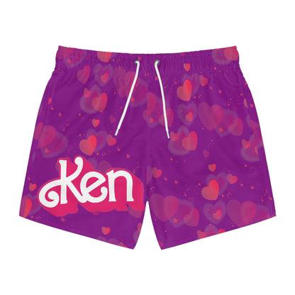 Purple Jam Barbie's KEN Swim Trunks: Elegance Meets Playful Hearts for Stylish Beach Days